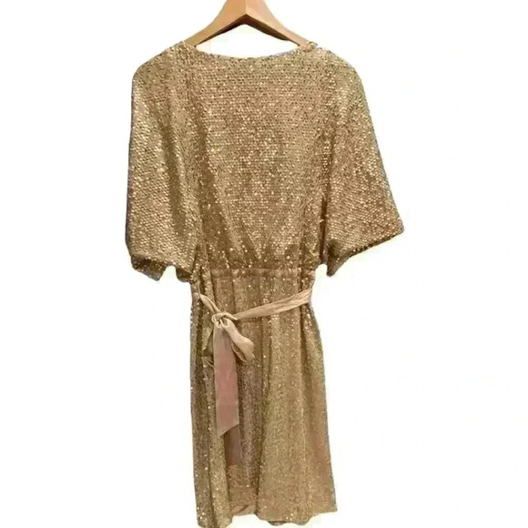 COLDWATER CREEK GOLD SEQUIN DRESS SIZE 8 - Picture 2 of 5